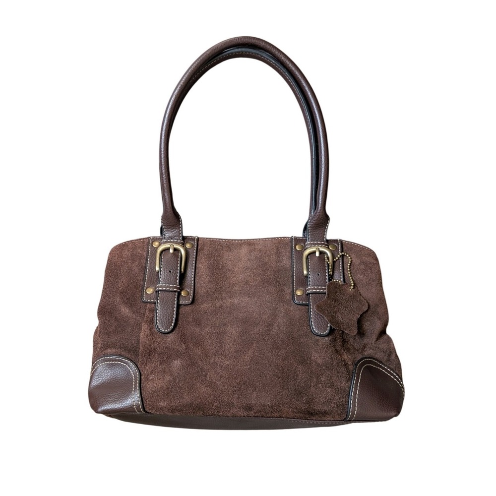 Vintage Y2K 90s Whimsigoth Dark Academia Earthy Brown Suede Leather Shoulder Bag